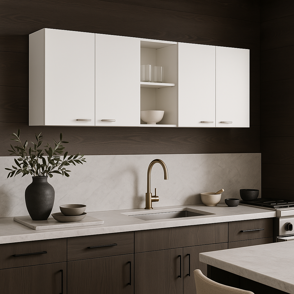 Zeus & Ruta White Plywood Wall Kitchen Cabinet with 2-Shelves and Double Door