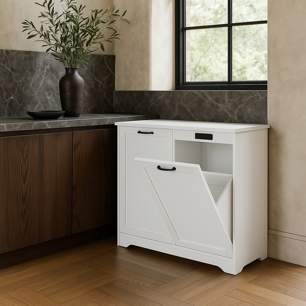 Numhew Ready to Assemble Base Kitchen Trash Can Cabinet with Deodorizer Device