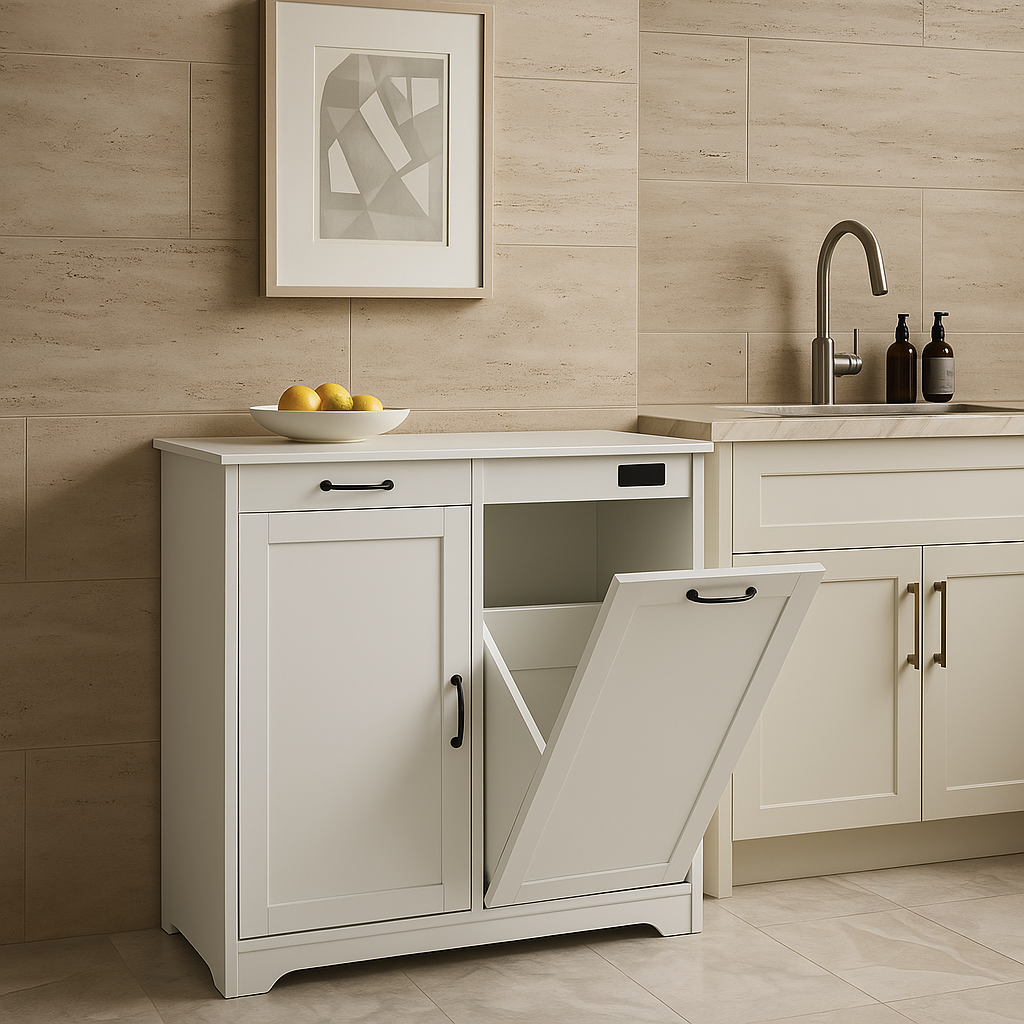 Numhew Ready to Assemble Base Kitchen Trash Can Cabinet with Deodorizer Device