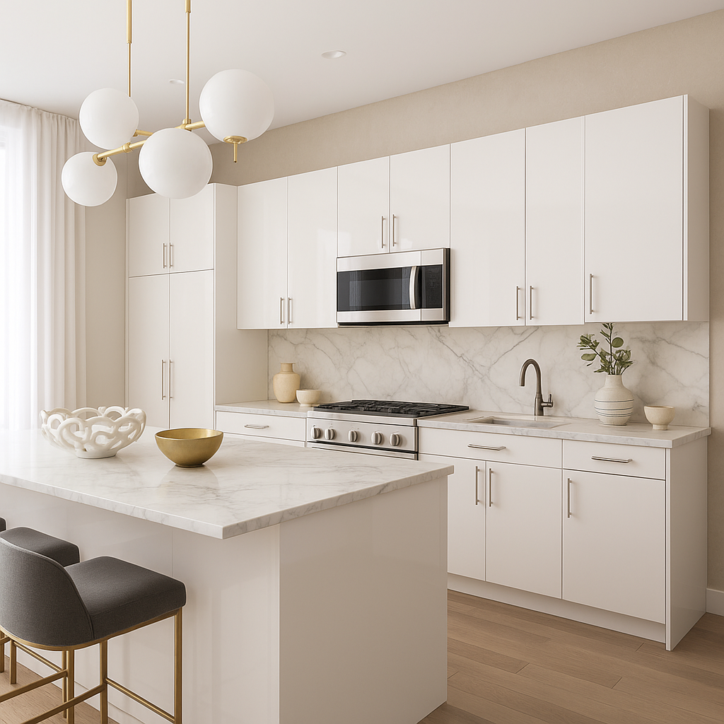 Cambridge Radiance Ready-to-Assemble Slab Wall Kitchen Cabinet in White Gloss