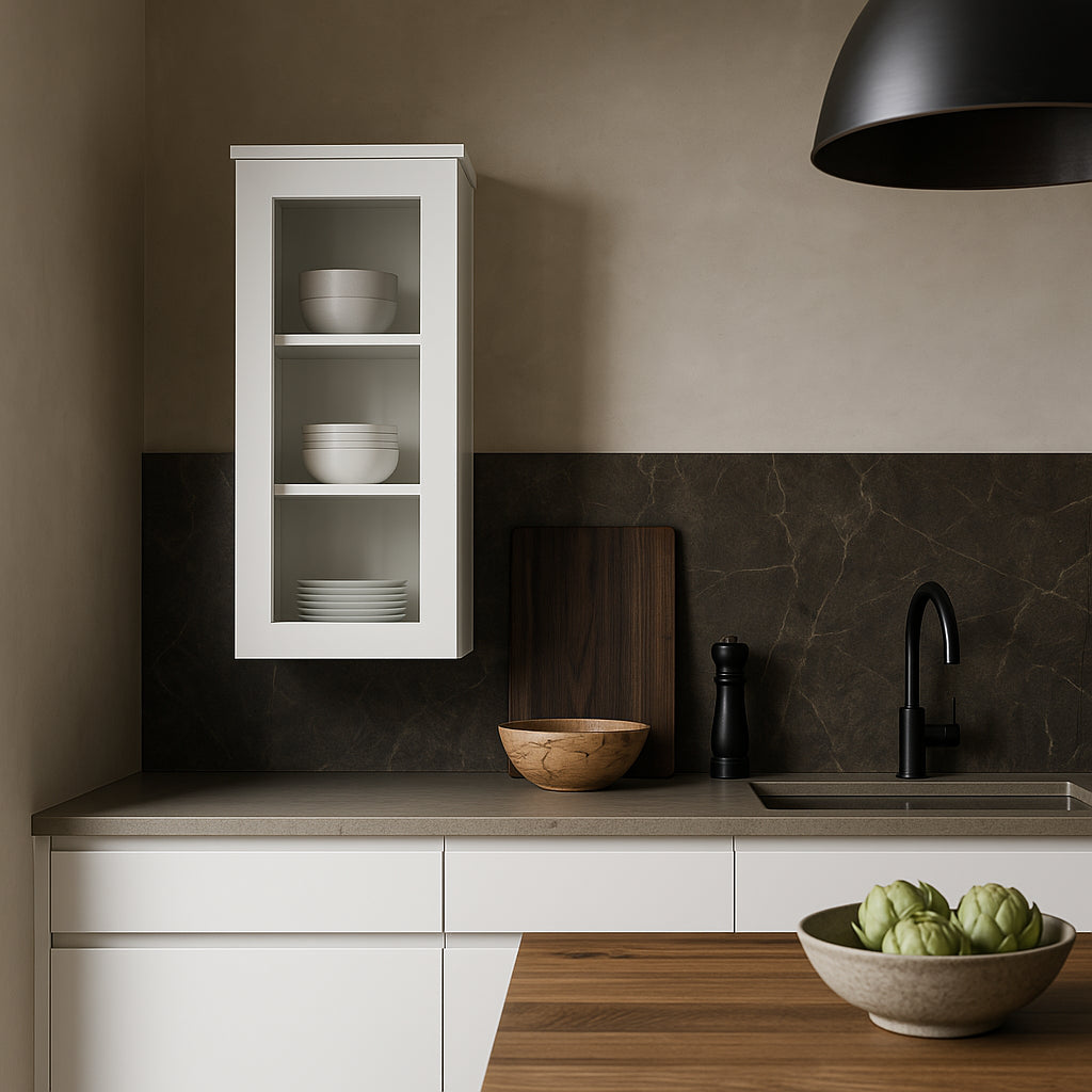 HOMEIBRO Shaker White Plywood Wall Kitchen Cabinet with 1-Door and 3-Shelves