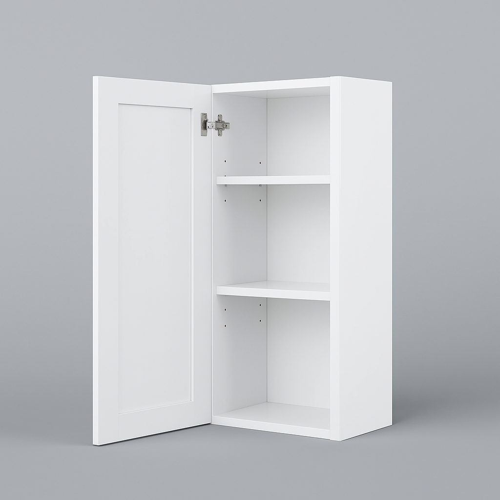Cambridge Radiance White Gloss Slab Wall Kitchen Cabinet, 18x12x36 in.