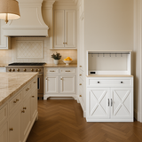 Puluomis White Kitchen Sideboard Pantry with Cup Holders and Storage