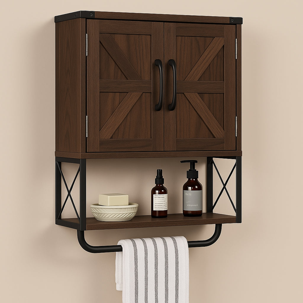 Adrinfly Dark Walnut Medicine Cabinet with Adjustable Shelf - 15" x 7" x 23"