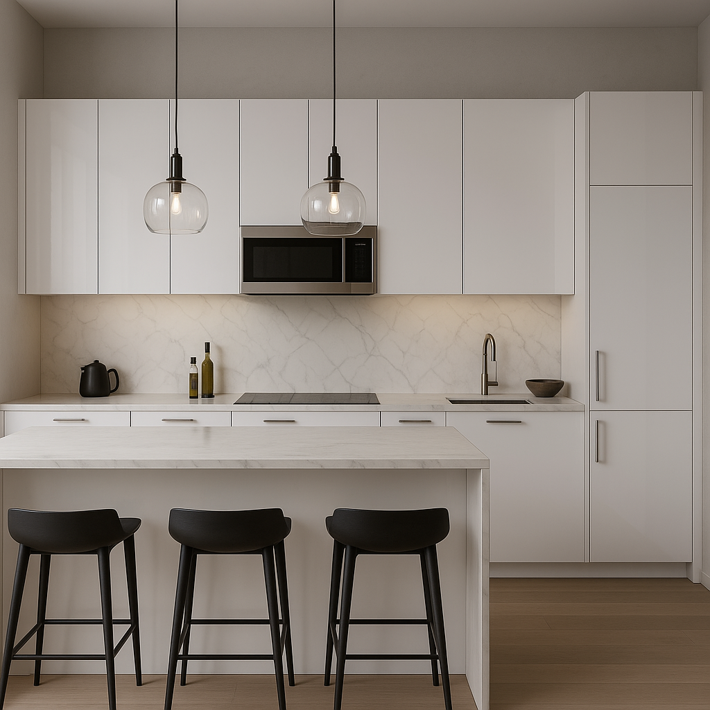 Cambridge Radiance Slab Wall Kitchen Cabinet in White Gloss - 18x12x30