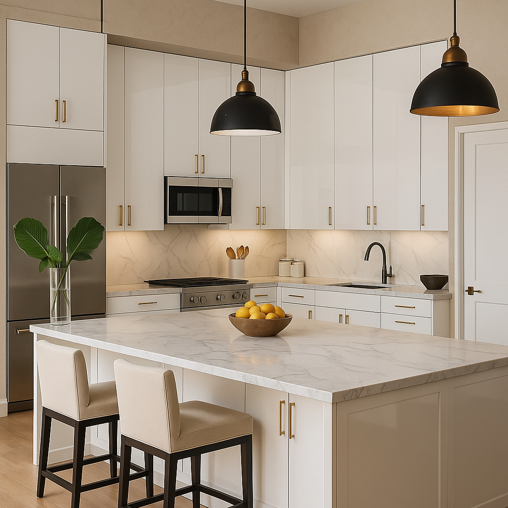 Cambridge Radiance White Gloss Slab Wall Kitchen Cabinet, 21x12x30 in.