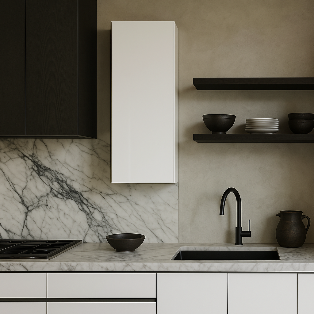 Cambridge Radiance White Gloss Slab Wall Kitchen Cabinet, 21x12x36 in.