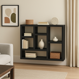 FUNKOL Black MDF Wall Cabinet with 7 Cube Storage Spaces, 43.3 in. L x 13.8 in. W x 35.6 in. H