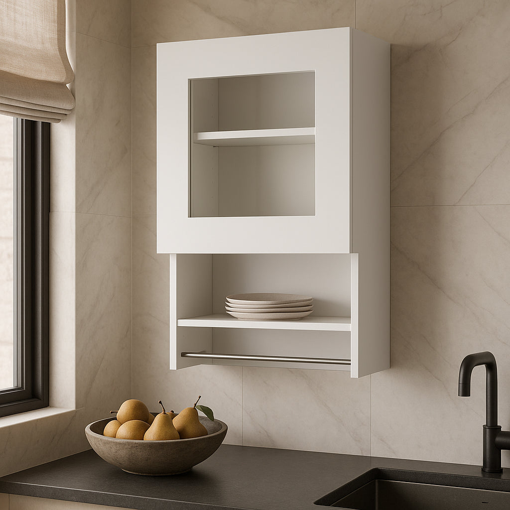 Sarlai Wall Mounted Kitchen Cabinet with Spice and Towel Rack - White