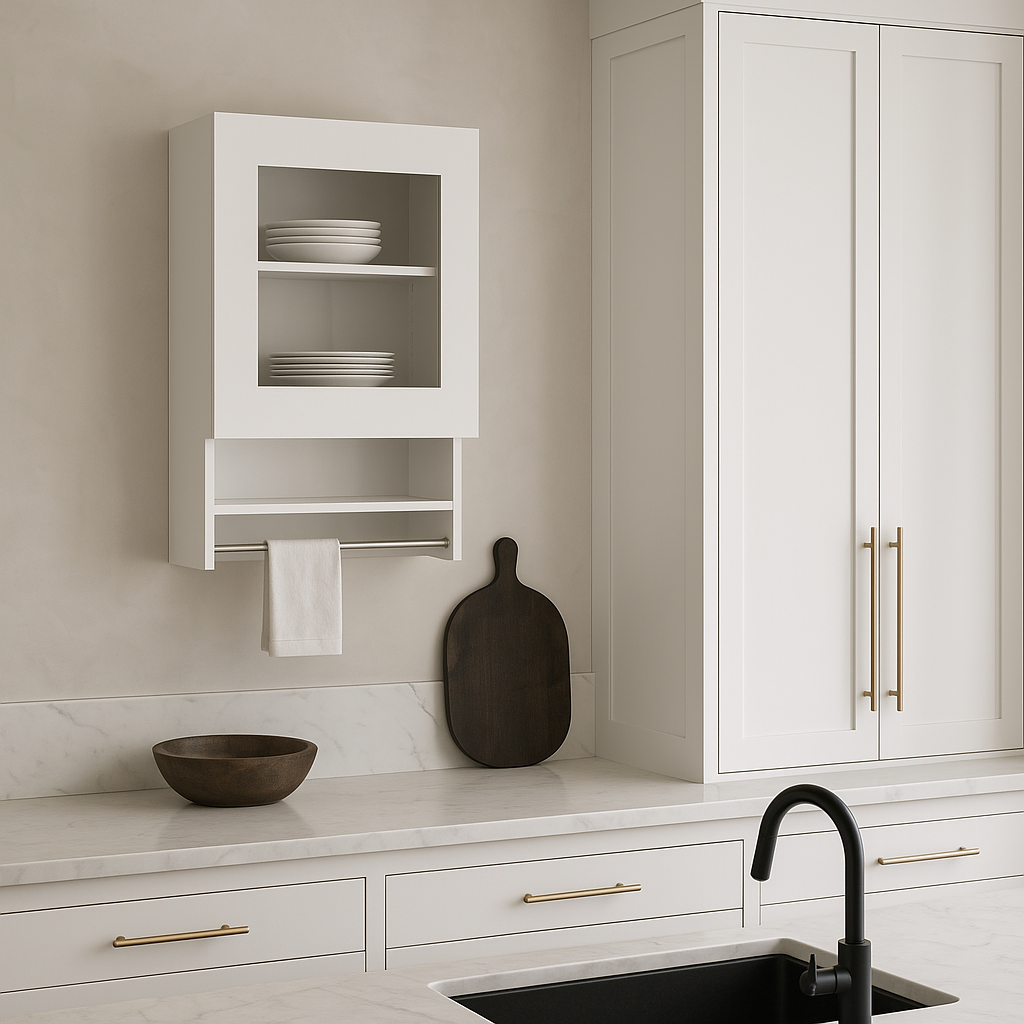 Sarlai Wall Mounted Kitchen Cabinet with Spice and Towel Rack - White