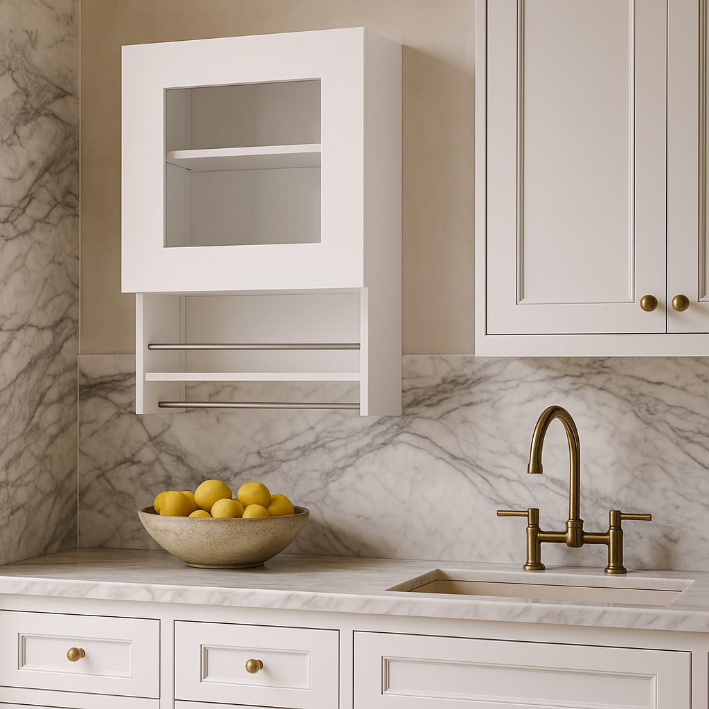 Sarlai Wall Mounted Kitchen Cabinet with Spice and Towel Rack - White