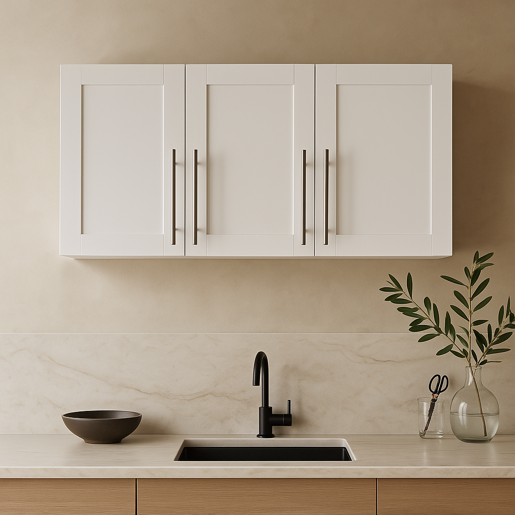 Aoibox Stackable Wall Mounted Upper Kitchen Cabinet, 15.75 in. W x 35.43 in. D x 19.69 in. H, White MDF