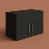 Amucolo Black Wood Wall Kitchen Cabinet with Double Doors - 27.56 in. W x 15.98 in. D x 19.69 in. H