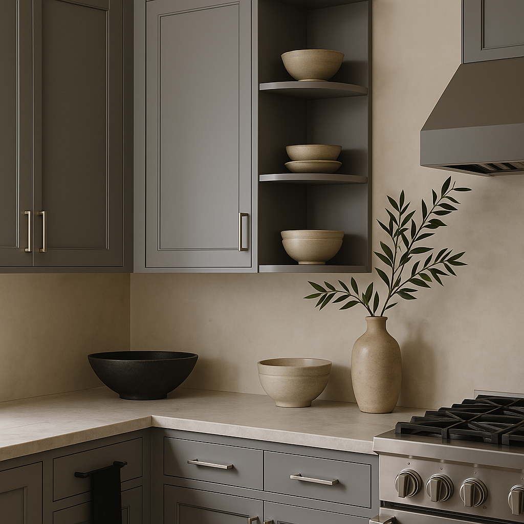 LIFEART CABINETRY Shaker Ready to Assemble Left Wall Open End Shelf with 2 Fixed Shelves in Gray