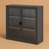 Unbranded Grey Metal Wall Kitchen Cabinet with Detachable Shelves, 27.6 in. W x 9.1 in. D x 23.6 in. H