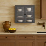 Unbranded Grey Metal Wall Kitchen Cabinet with Detachable Shelves, 27.6 in. W x 9.1 in. D x 23.6 in. H