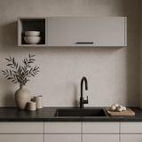 Anqtovp Wall Cabinet with Pneumatic Arms and Open Storage, White