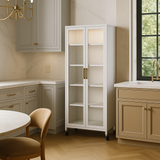 Adrinfly White Metal Kitchen Cabinet with Wheels - 23.6" W x 15.7" D x 65.2" H