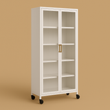 Adrinfly White Metal Kitchen Cabinet with Wheels - 23.6" W x 15.7" D x 65.2" H