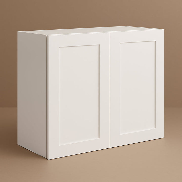 Bremen Cabinetry Shaker High Double Door Wall Cabinet, Ready to Assemble, White