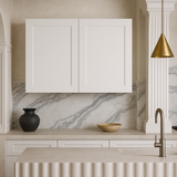 Bremen Cabinetry Shaker High Double Door Wall Cabinet, Ready to Assemble, White