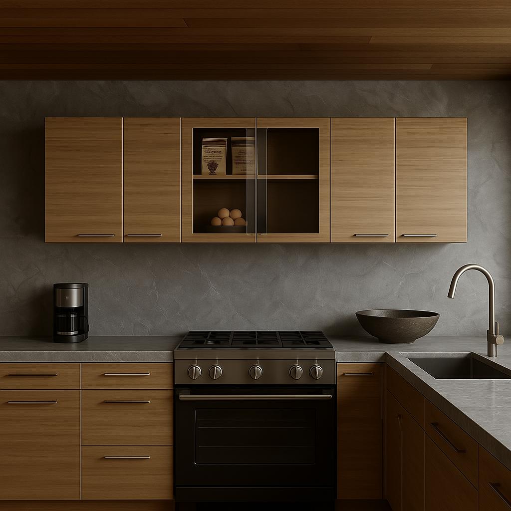 Unbranded 59 in. Wall Kitchen Cabinet with Glass Doors, Natural Oak Finish