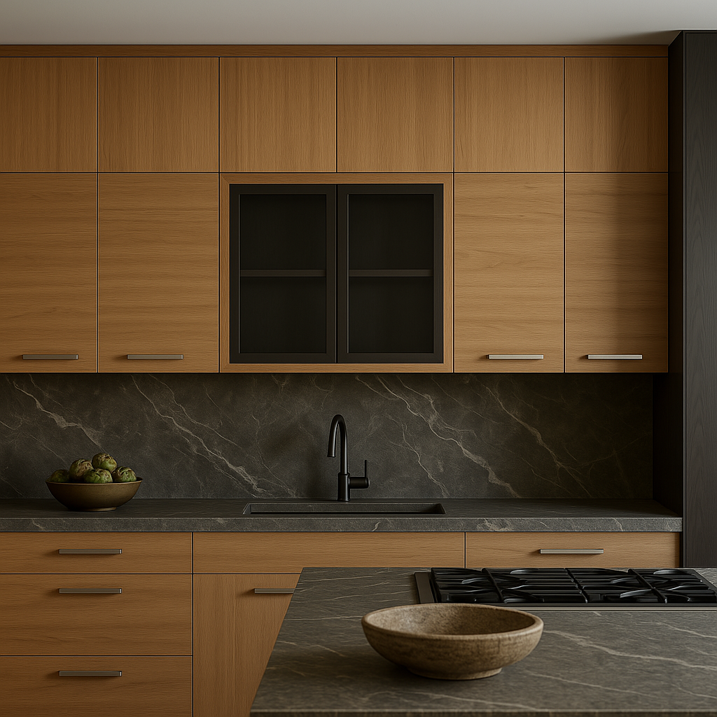 Unbranded 59 in. Wall Kitchen Cabinet with Glass Doors, Natural Oak Finish