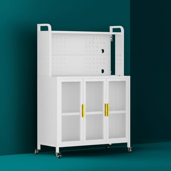 Aoibox Steel Kitchen Pantry Cabinet with Transparent Flap Door, 39.4 in. W x 15.7 in. D x 56.2 in. H