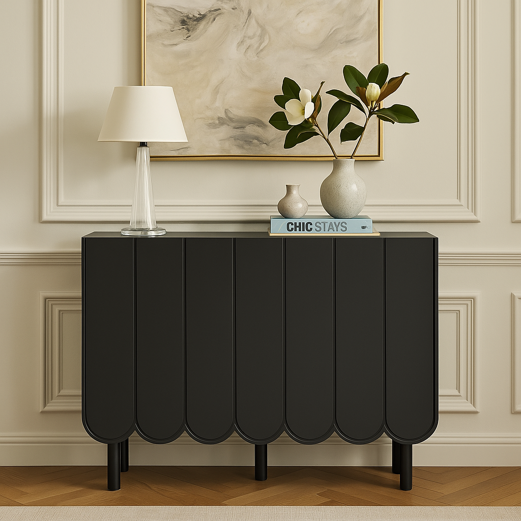 Aoibox Black Minimalist Shoe Cabinet with Solid Wood Legs