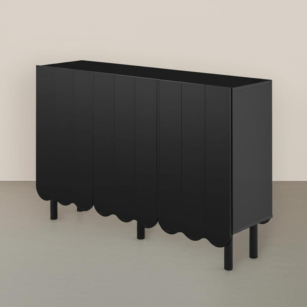 Aoibox Black Minimalist Shoe Cabinet with Solid Wood Legs