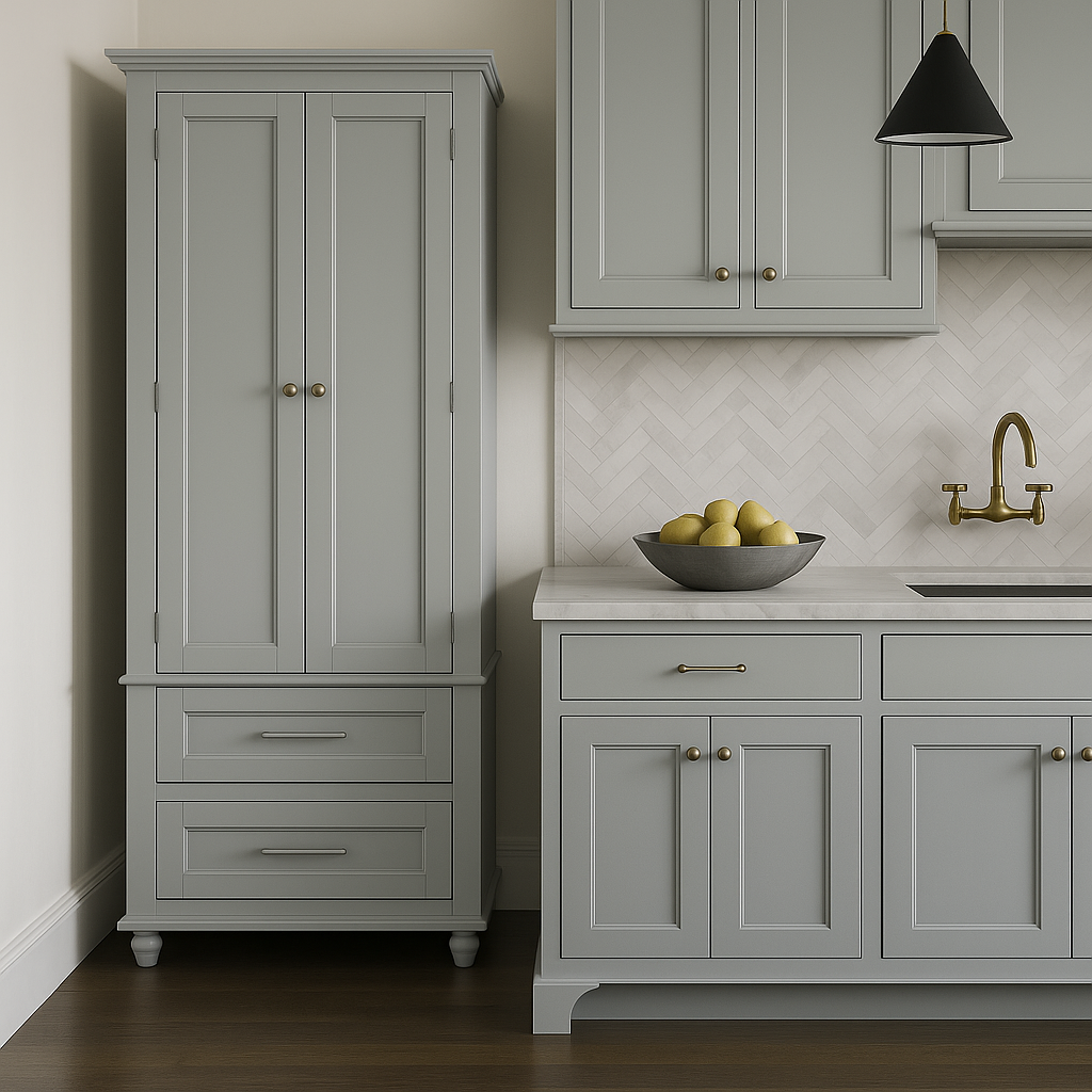 Tatayosi Wooden Tall Storage Cabinet with 2 Drawers, Grey