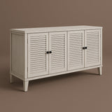 FUNKOL White MDF Freestanding Storage Cabinet with Adjustable Shelves
