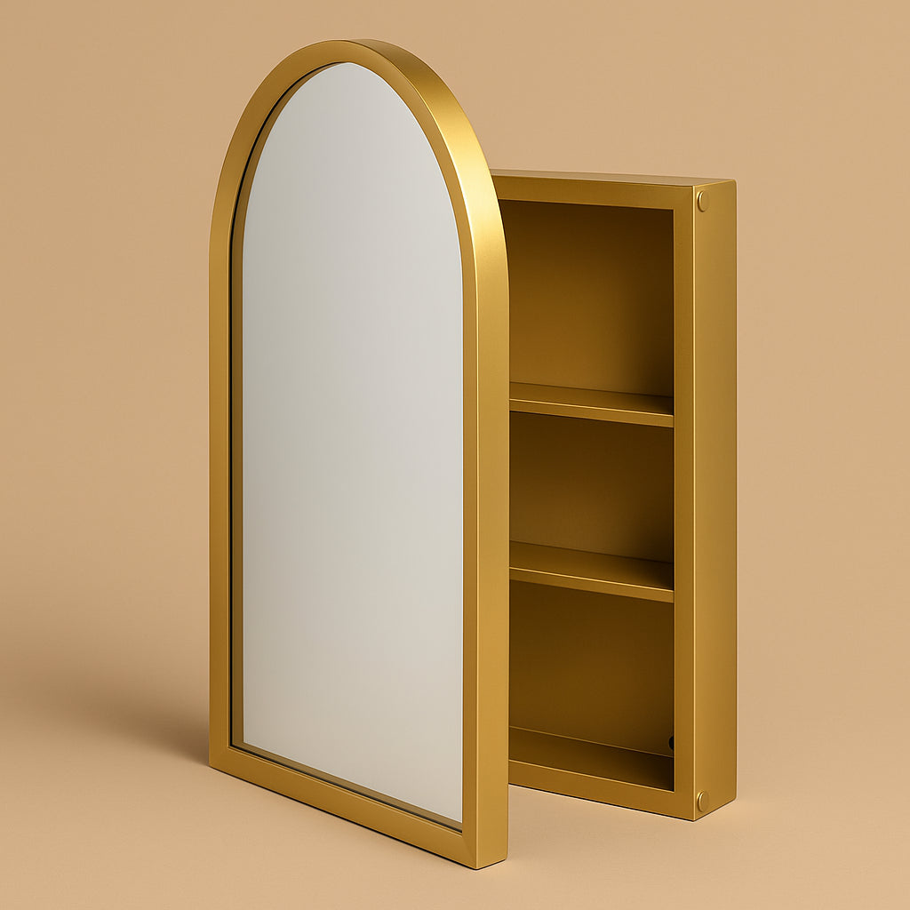 Flynama Gold Wall Cabinet with Mirror, 24" x 35.8"
