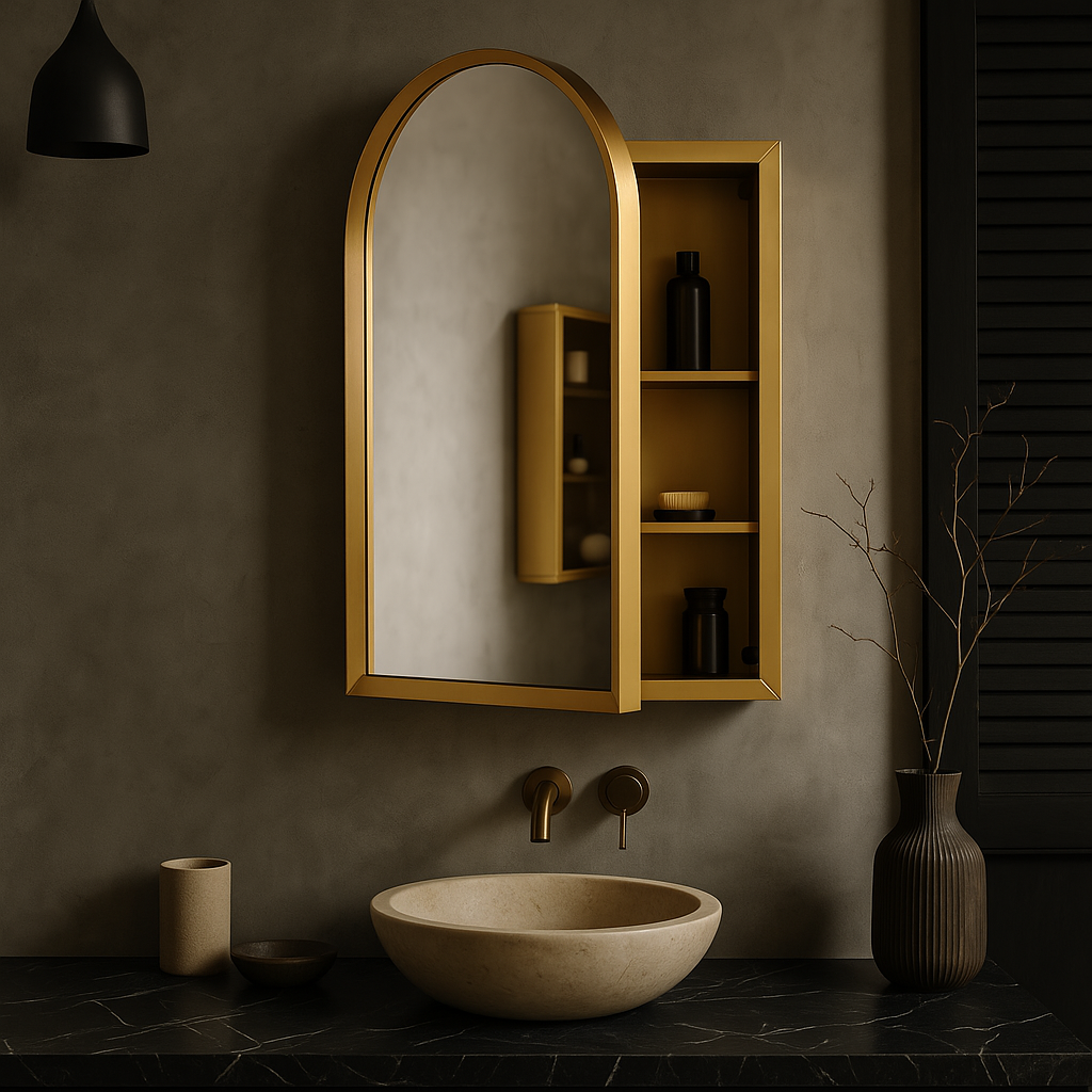 Flynama Gold Wall Cabinet with Mirror, 24" x 35.8"