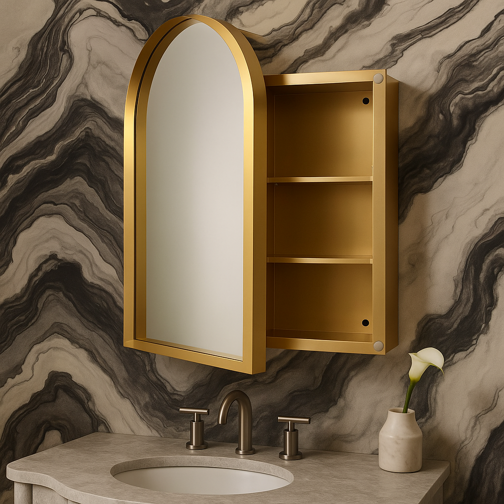 Flynama Gold Wall Cabinet with Mirror, 24" x 35.8"