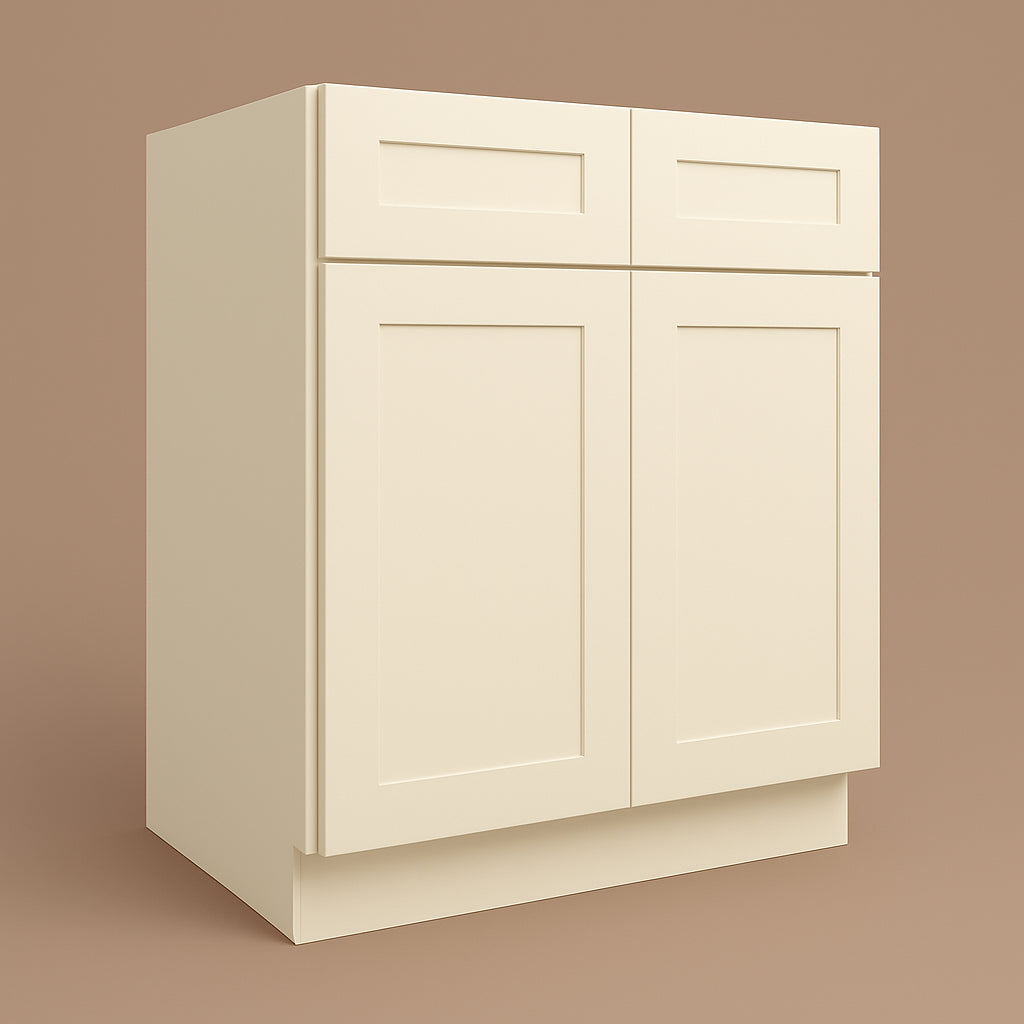 HOMEIBRO Newport Sink Base Cabinet, Antique White, 30 in. W x 24 in. D x 34.5 in. H