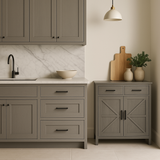 LORDEAR Gray Particle Board Kitchen Cabinet with Adjustable Shelves