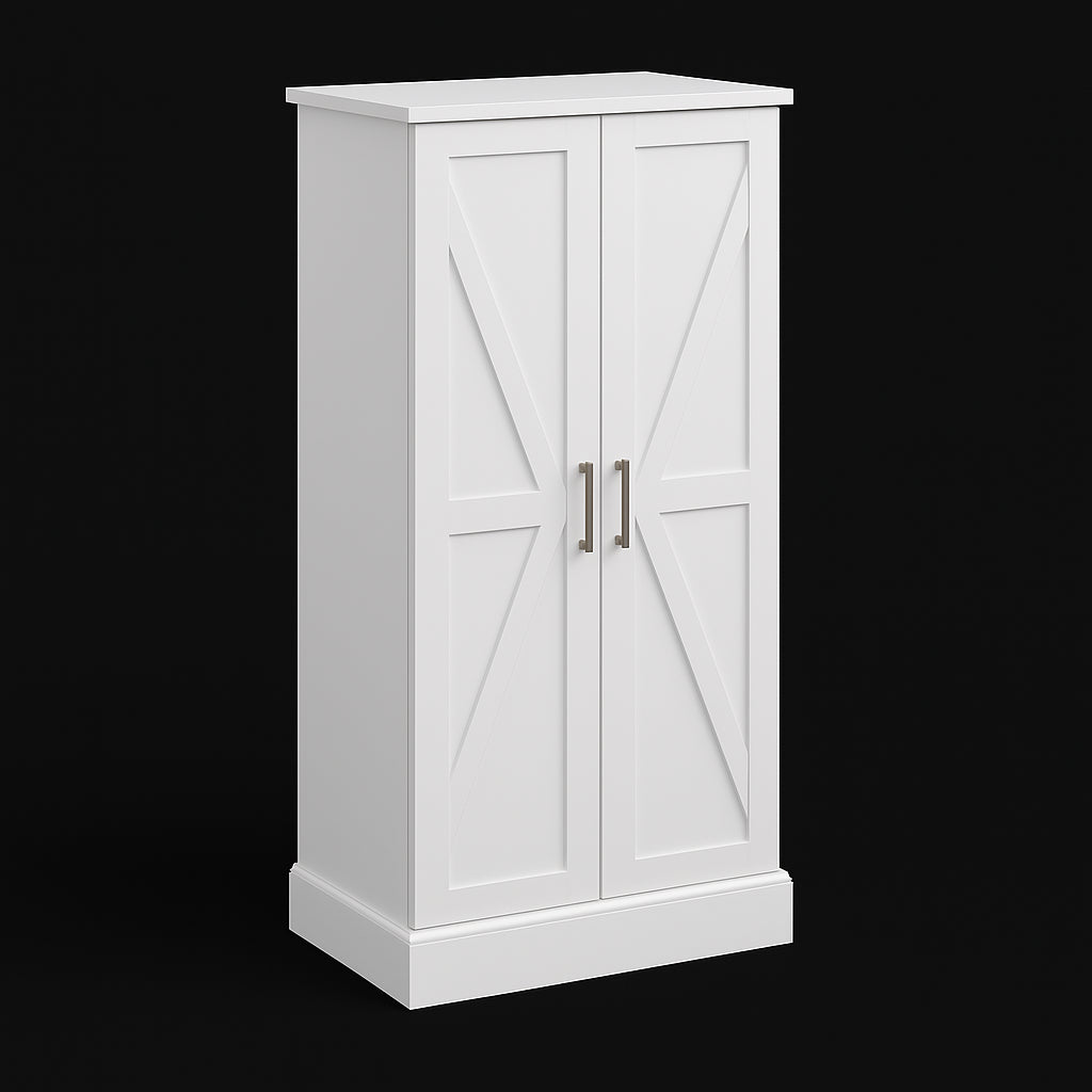 FUNKOL White MDF Kitchen Cabinet with LED, 24 in. W x 16 in. D x 50 in. H