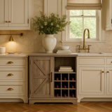FUNKOL Gray MDF Kitchen Cabinet with 2 Drawers, 1 Door, and 12 Wine Racks