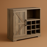 FUNKOL Gray MDF Kitchen Cabinet with 2 Drawers, 1 Door, and 12 Wine Racks