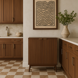 QueenFun Walnut Sideboard Buffet Cabinet with Adjustable Shelves, 31.5" W x 15.75" D x 34.45" H