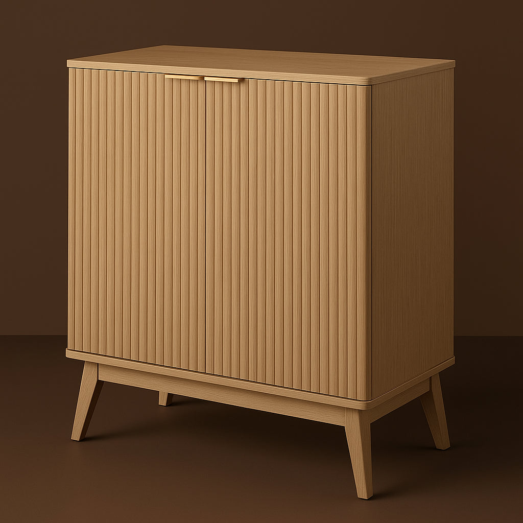 QueenFun Cabinson Natural Oak Sideboard Buffet Cabinet with Adjustable Shelves