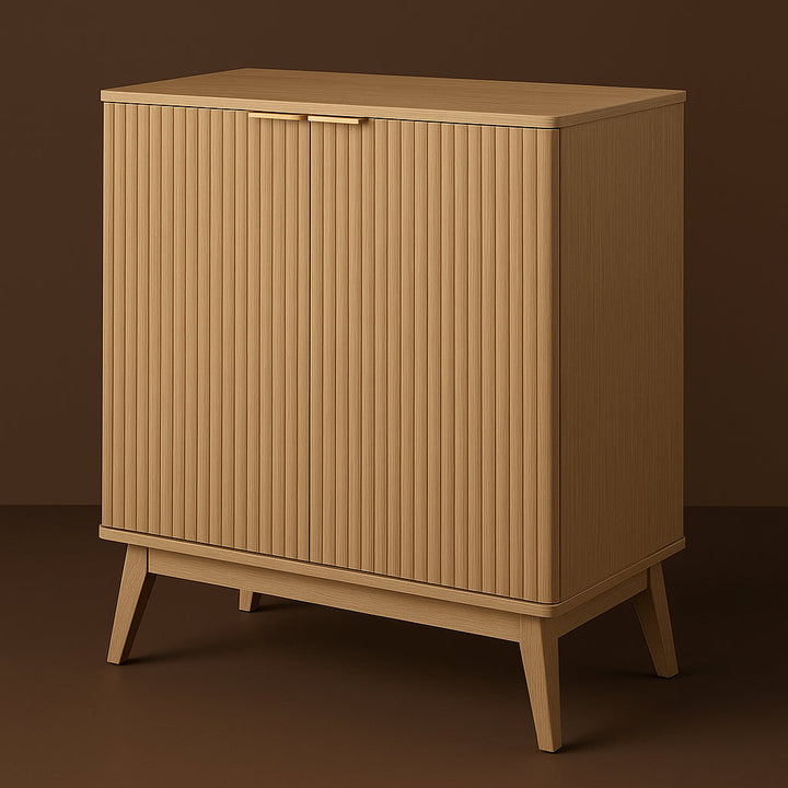QueenFun Cabinson Natural Oak Sideboard Buffet Cabinet with Adjustable Shelves