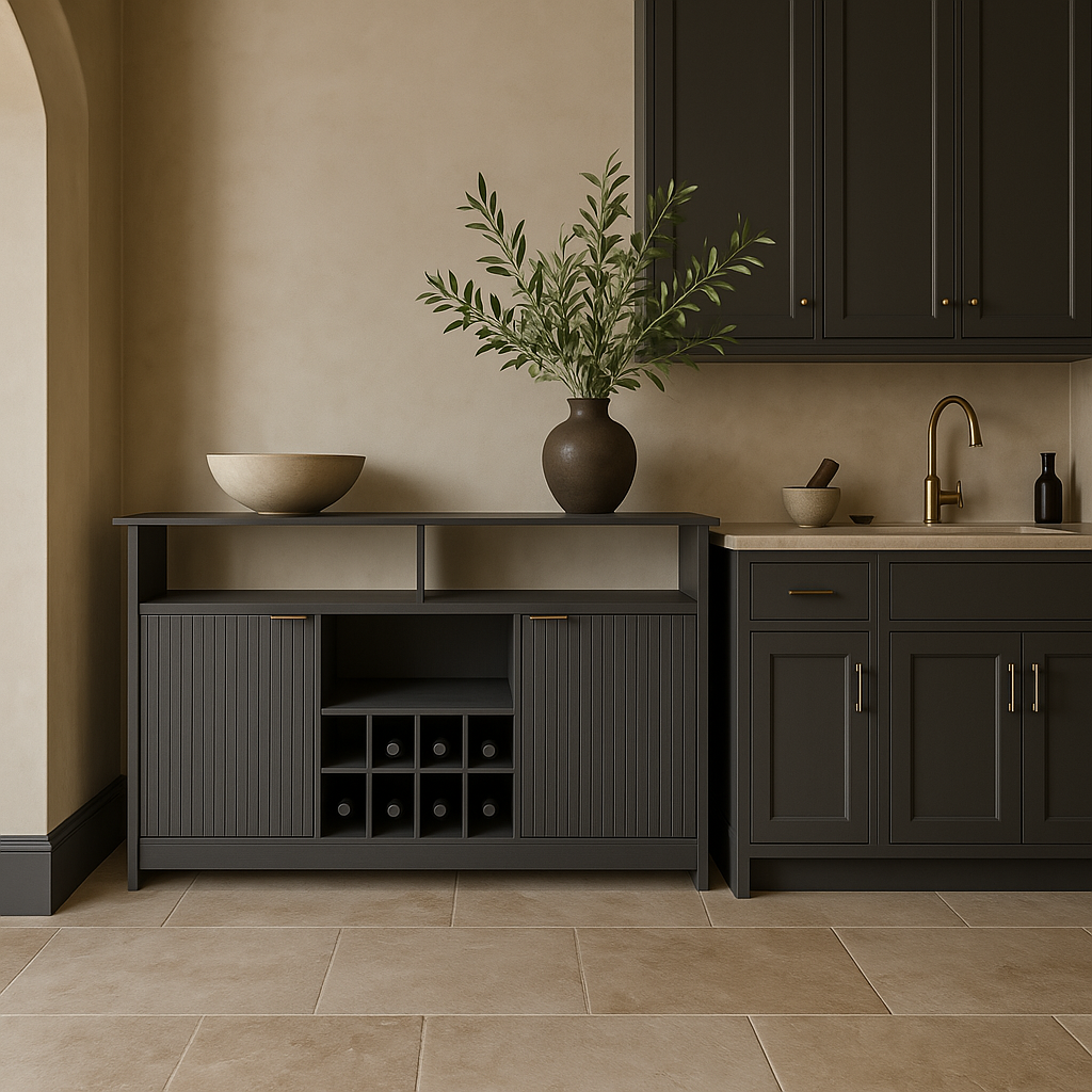 Puluomis Sideboard Buffet Wine Bar Pantry Cabinet with Storage, Gray