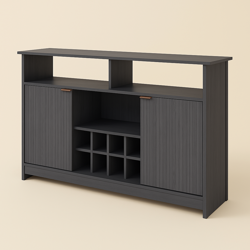 Puluomis Sideboard Buffet Wine Bar Pantry Cabinet with Storage, Gray