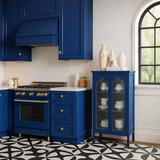 Unbranded Blue Glass Door Kitchen Cabinet - 25.99 in. W x 13.39 in. D x 42.72 in. H