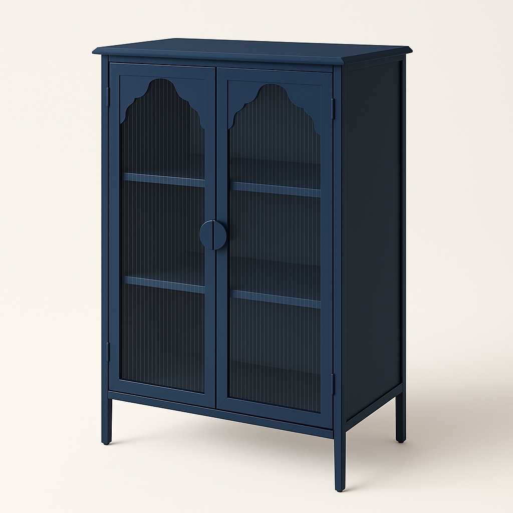 Unbranded Blue Glass Door Kitchen Cabinet - 25.99 in. W x 13.39 in. D x 42.72 in. H