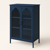 Unbranded Blue Glass Door Kitchen Cabinet - 25.99 in. W x 13.39 in. D x 42.72 in. H