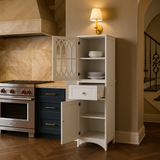 FUNKOL White Floor Base Kitchen Cabinet with 2 Doors and 1 Drawer