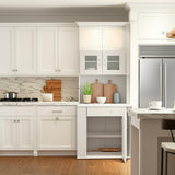 FUNKOL Ready to Assemble Pantry Cabinet with Shelves and Drawer, White